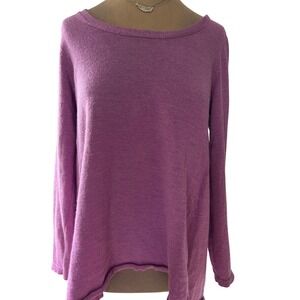 Eileen Fisher merino wool sweater berry MED hi low long sleeve lightweight AS IS